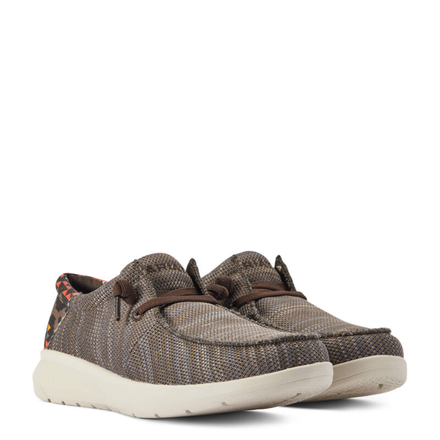 Ariat Men's Hilo Stretch Lace Brown & Red Aztec Print Slip On Shoes 10042507