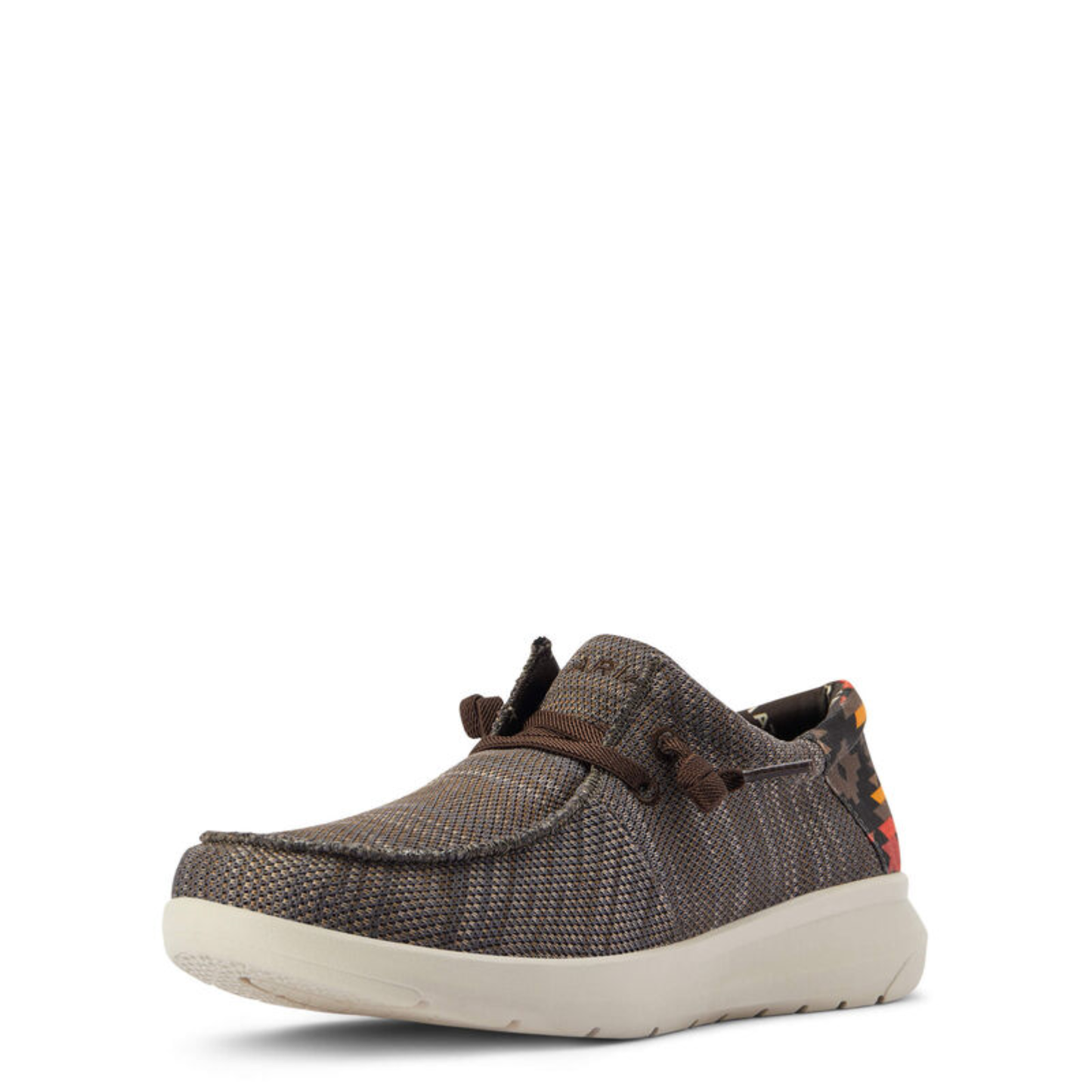 Ariat Men's Hilo Stretch Lace Brown & Red Aztec Print Slip On Shoes 10042507