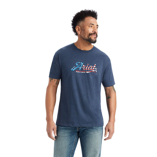 Ariat Men's Navy Script Flag Graphic T-Shirt 10042642