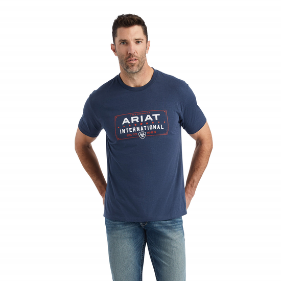 Ariat® Men's Western Lockup Navy Heather Graphic T-shirt 10042754