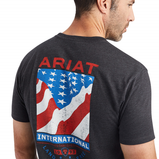 Ariat® Men's Flag Flow Charcoal Heather Graphic T-shirt 10042757