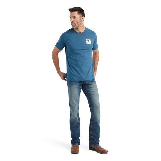 Ariat® Men's Linear Octane Steel Blue Heather Graphic T-shirt 10042760