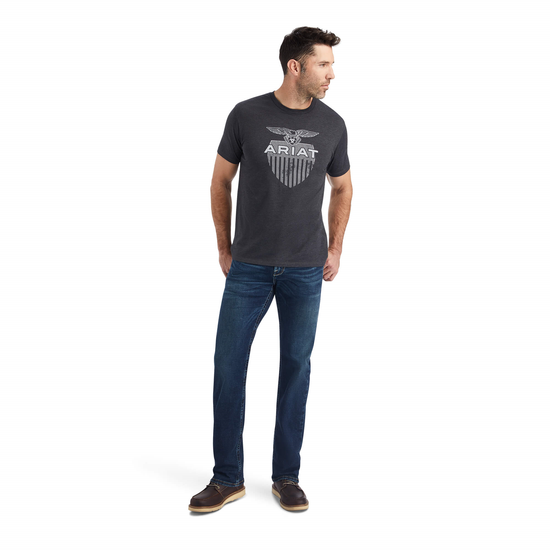 Ariat® Men's Diamond Shield Charcoal Heather Graphic T-shirt 10042766