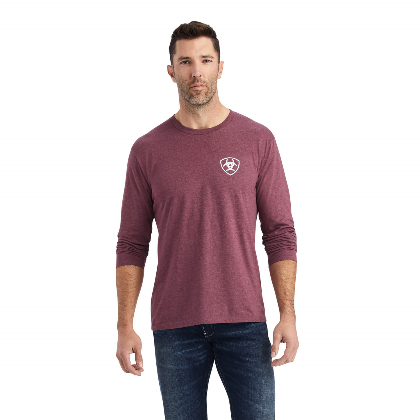 Ariat® Men's Long Sleeves Type Crest Burgundy Heather T-shirt 10042783