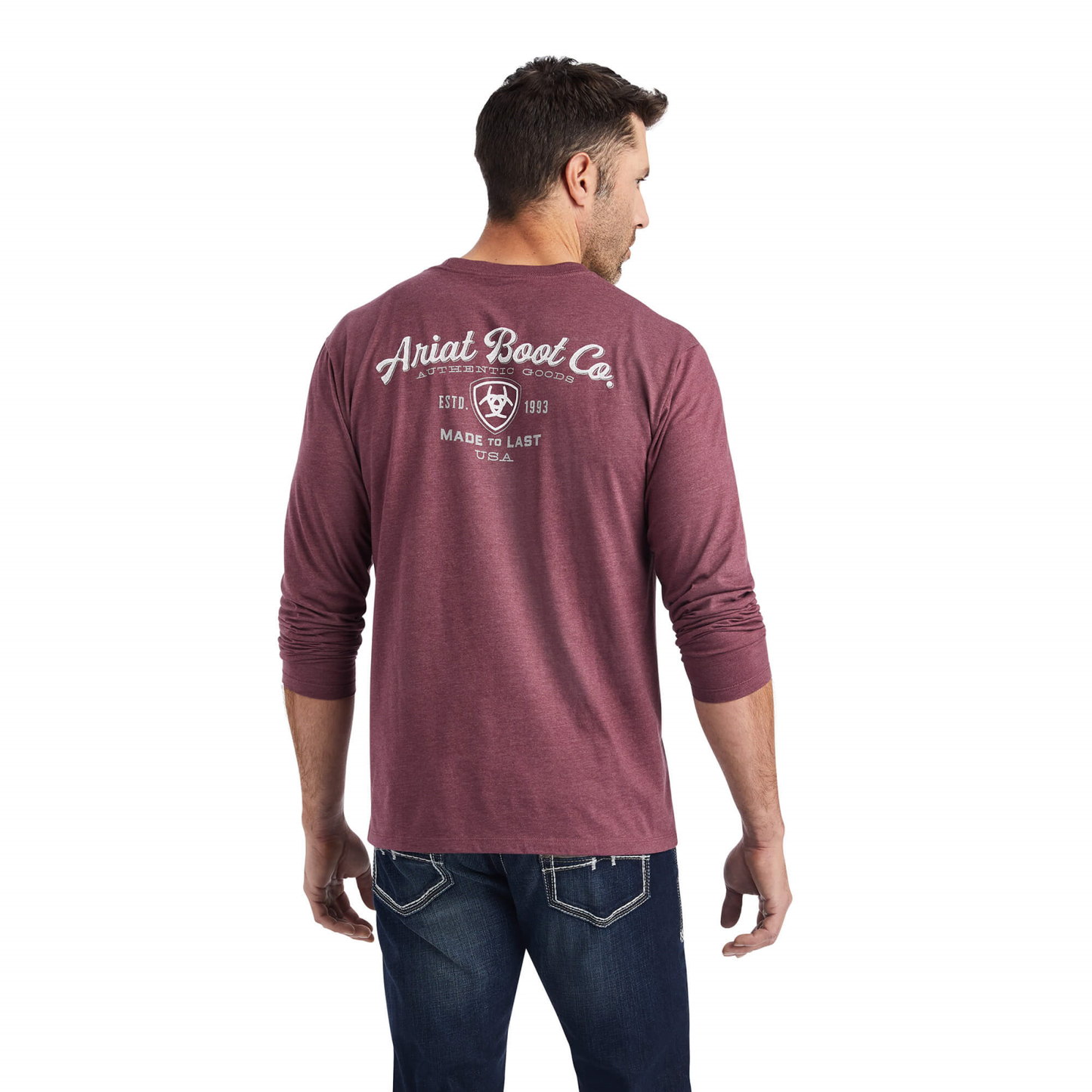 Ariat® Men's Long Sleeves Type Crest Burgundy Heather T-shirt 10042783