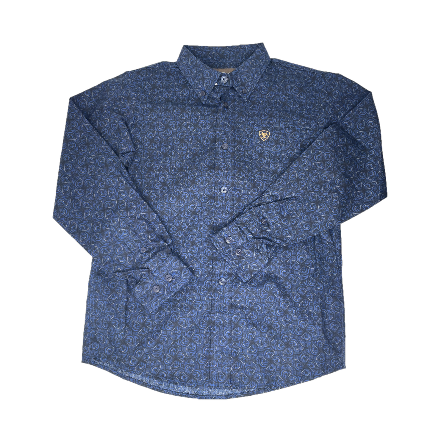 Ariat® Youth Boy's Giles Estate Blue Button Down Shirt 10042797