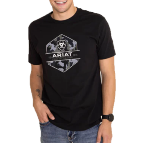 Ariat® Youth Boy's Camo Badge Black Graphic T-Shirt 10042805