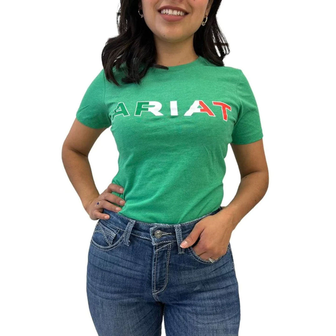 Ariat® Ladies Viva Mexican Flag Graphic Green T-Shirt 10043086