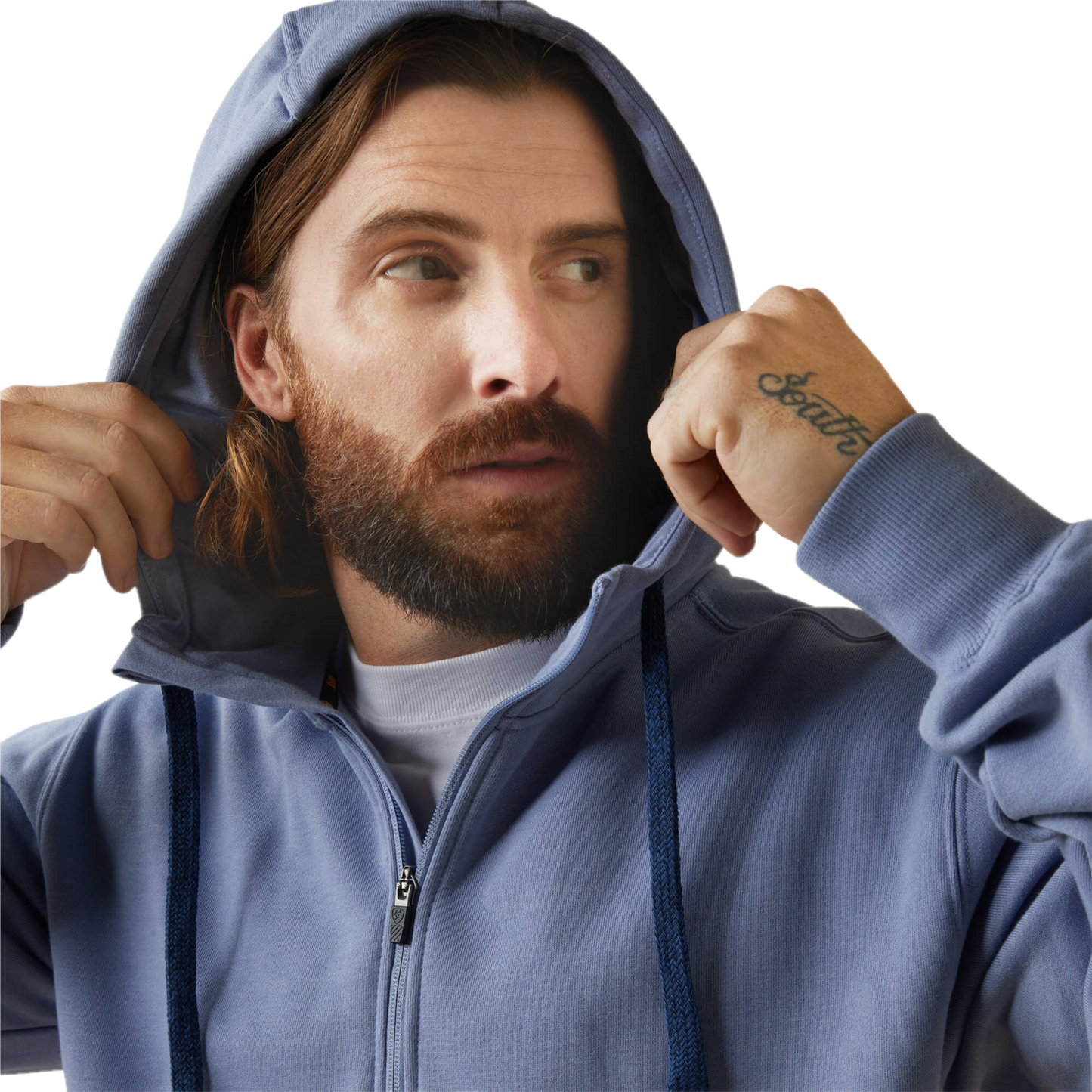 Ariat® Men's Rebar Workman 1/4 Zip Blue Heather Hoodie 10043368