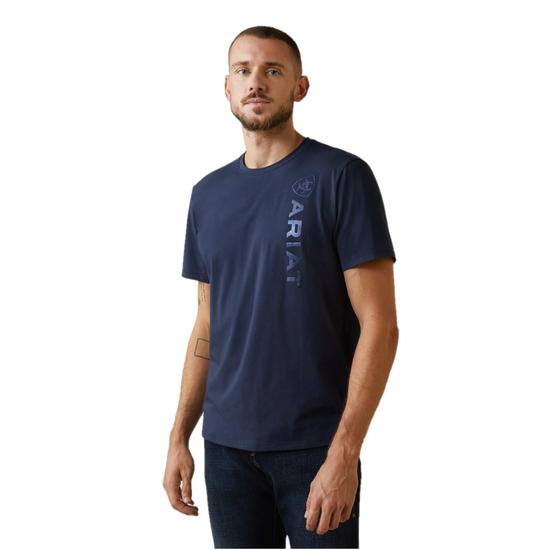 Ariat® Men's Vertical Logo Navy Graphic T-shirt 10043372