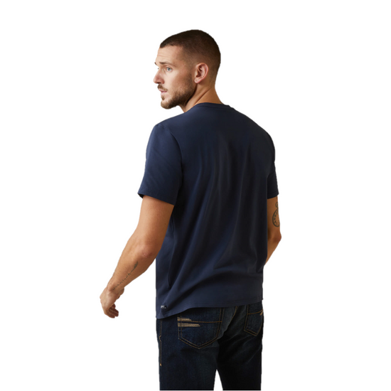 Load image into Gallery viewer, Ariat® Men&amp;#39;s Vertical Logo Navy Graphic T-shirt 10043372
