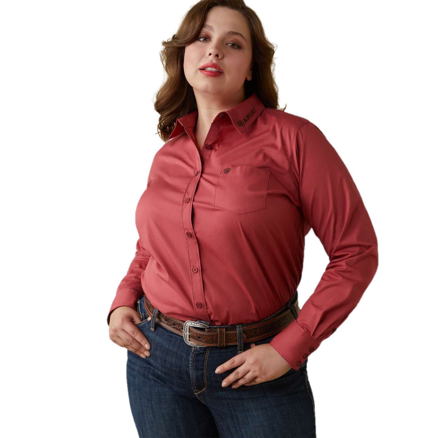 Ariat® Ladies Team Kirby Stretch Earth Red Button Down Shirt 10043550
