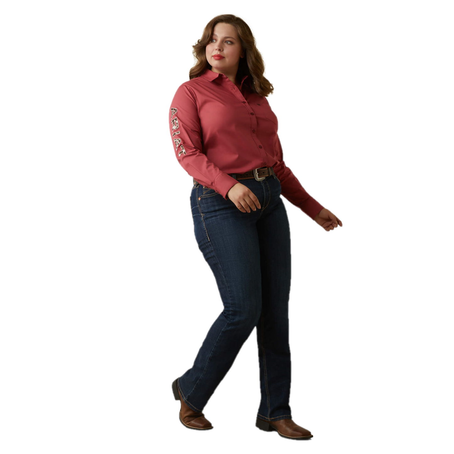 Ariat® Ladies Team Kirby Stretch Earth Red Button Down Shirt 10043550