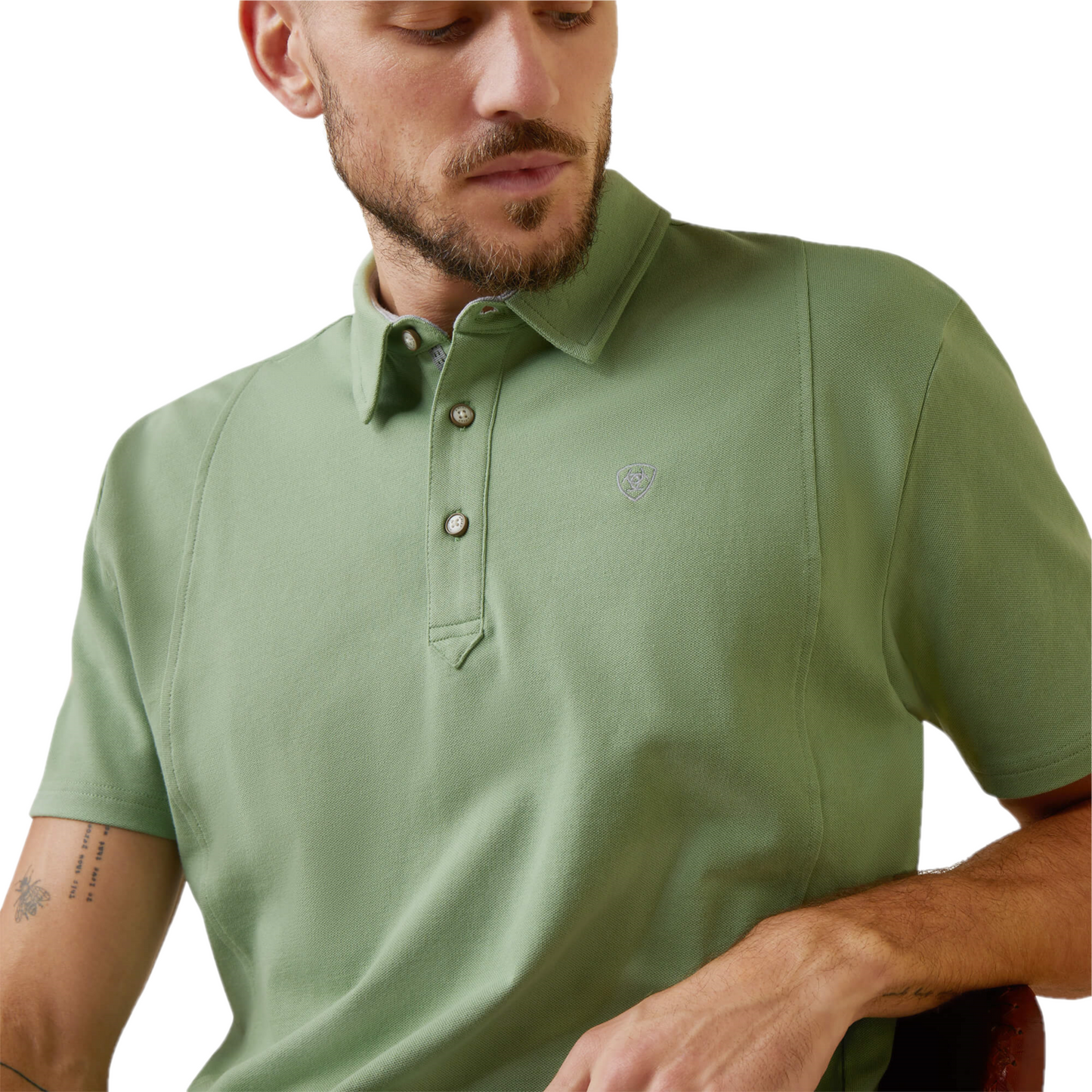 Load image into Gallery viewer, Ariat® Men&amp;#39;s Medal Basil Green Polo Shirt 10043556
