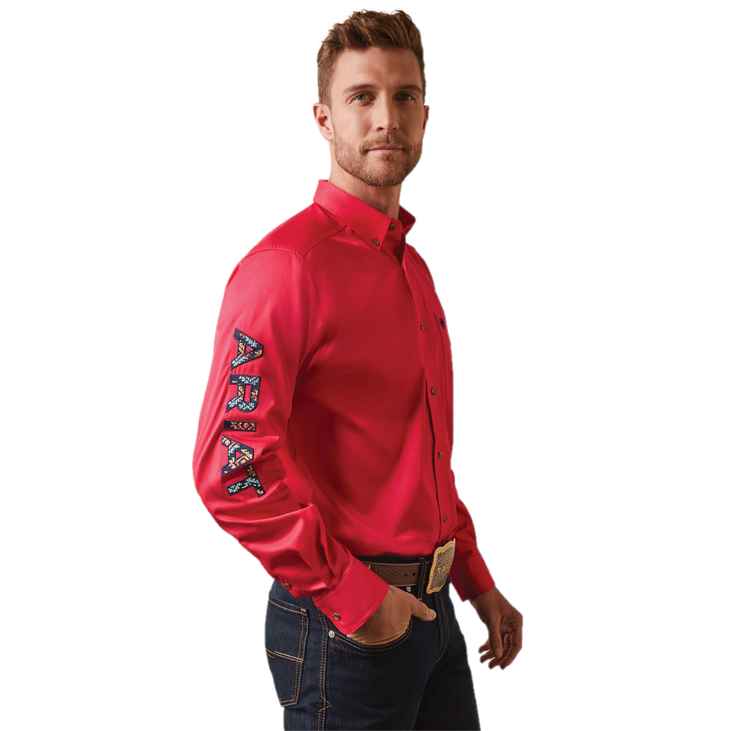 Ariat® Men's Team Logo Classic Azalea Fitted Button Down Shirt 10043567