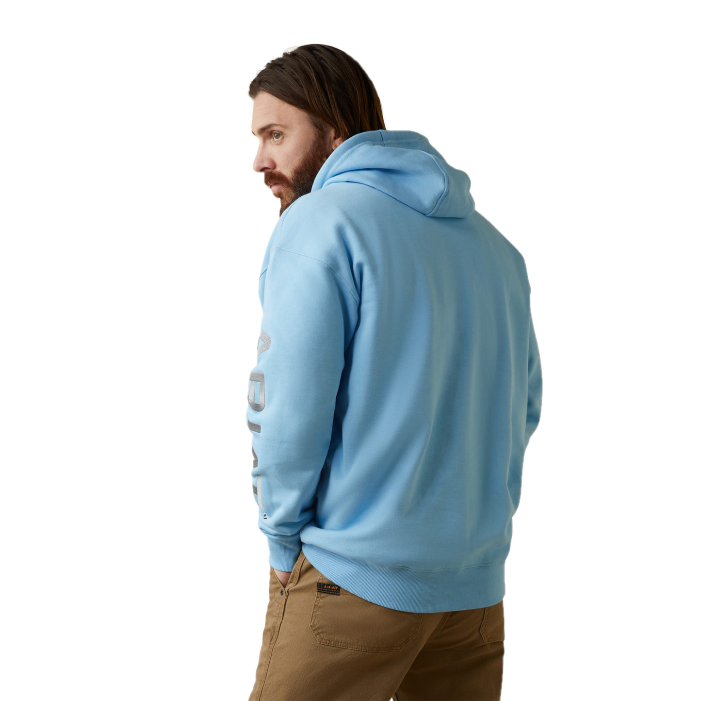 Ariat® Men's Rebar Graphic Heather Canal Blue Pullover Hoodie 10043589