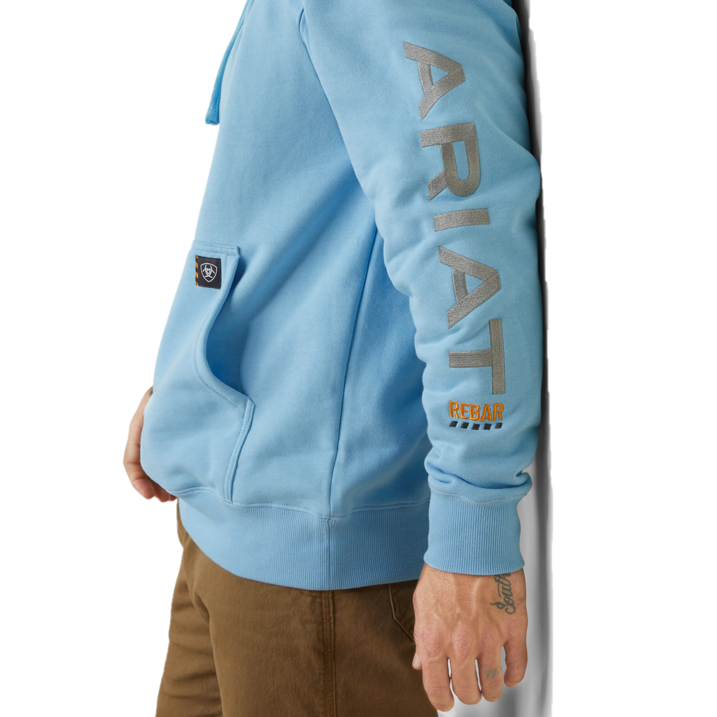 Ariat® Men's Rebar Graphic Heather Canal Blue Pullover Hoodie 10043589