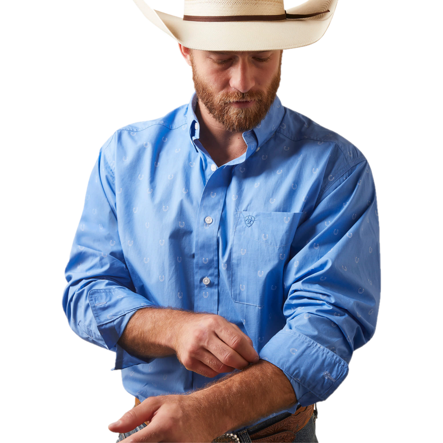Ariat® Men's Classic Fit Leroy Chambray Blue Button Down Shirt 10043792