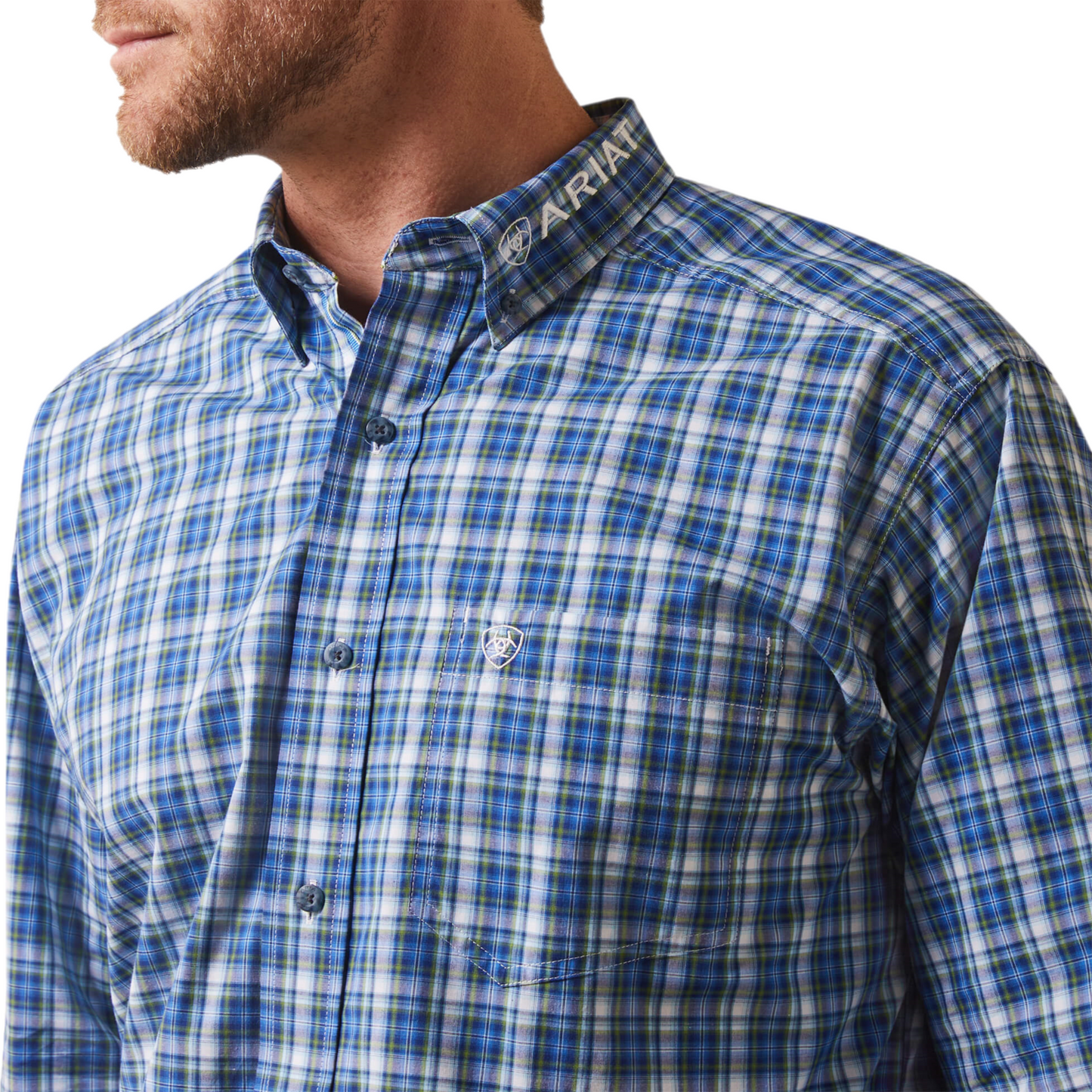 Load image into Gallery viewer, Ariat® Men&amp;#39;s Team Samson Classic Blue Plaid Button Down Shirt 10043794
