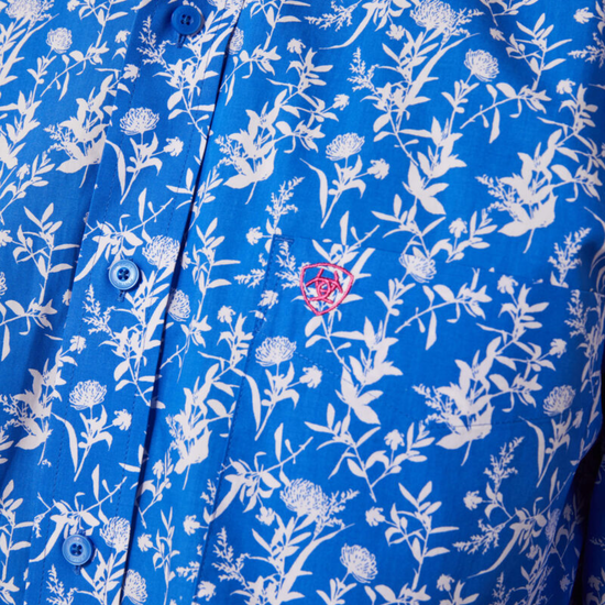 Ariat® Men's Team Steven Fitted Blue Floral Button Down Shirt 10043798