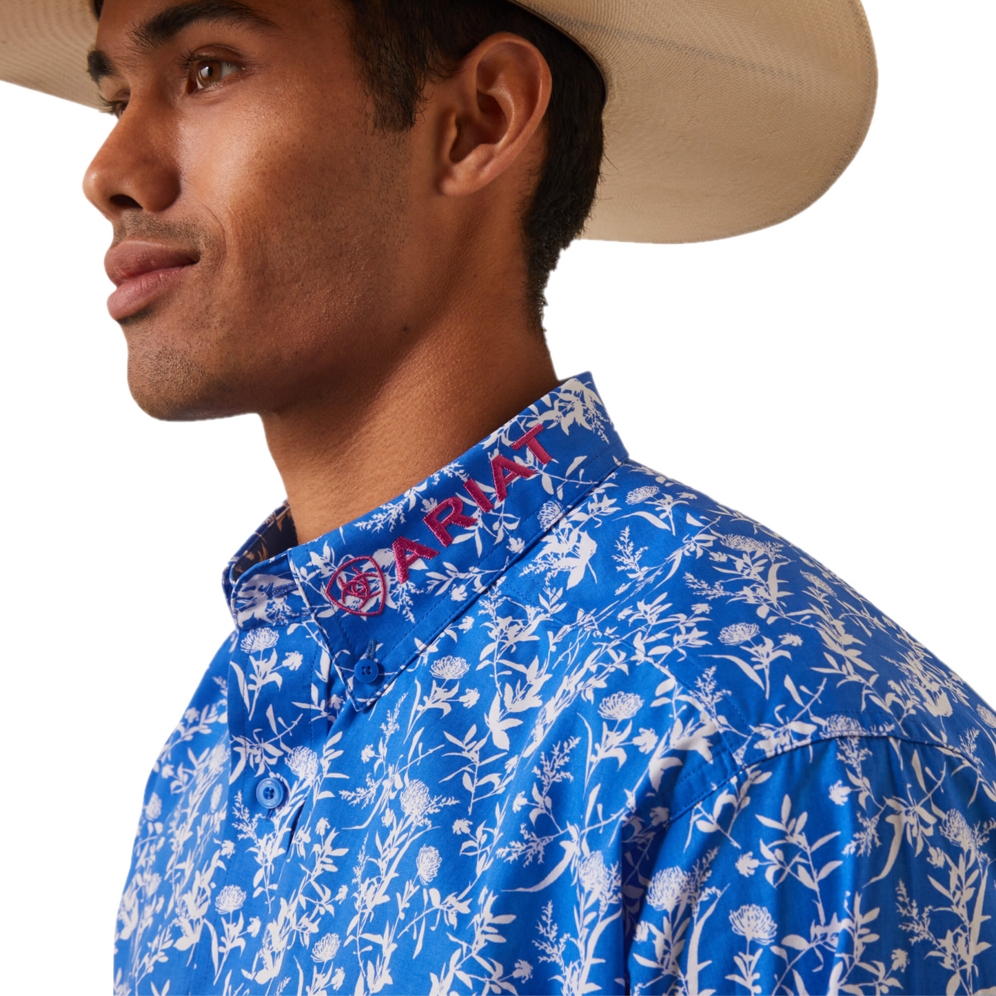 Ariat® Men's Team Steven Fitted Blue Floral Button Down Shirt 10043798