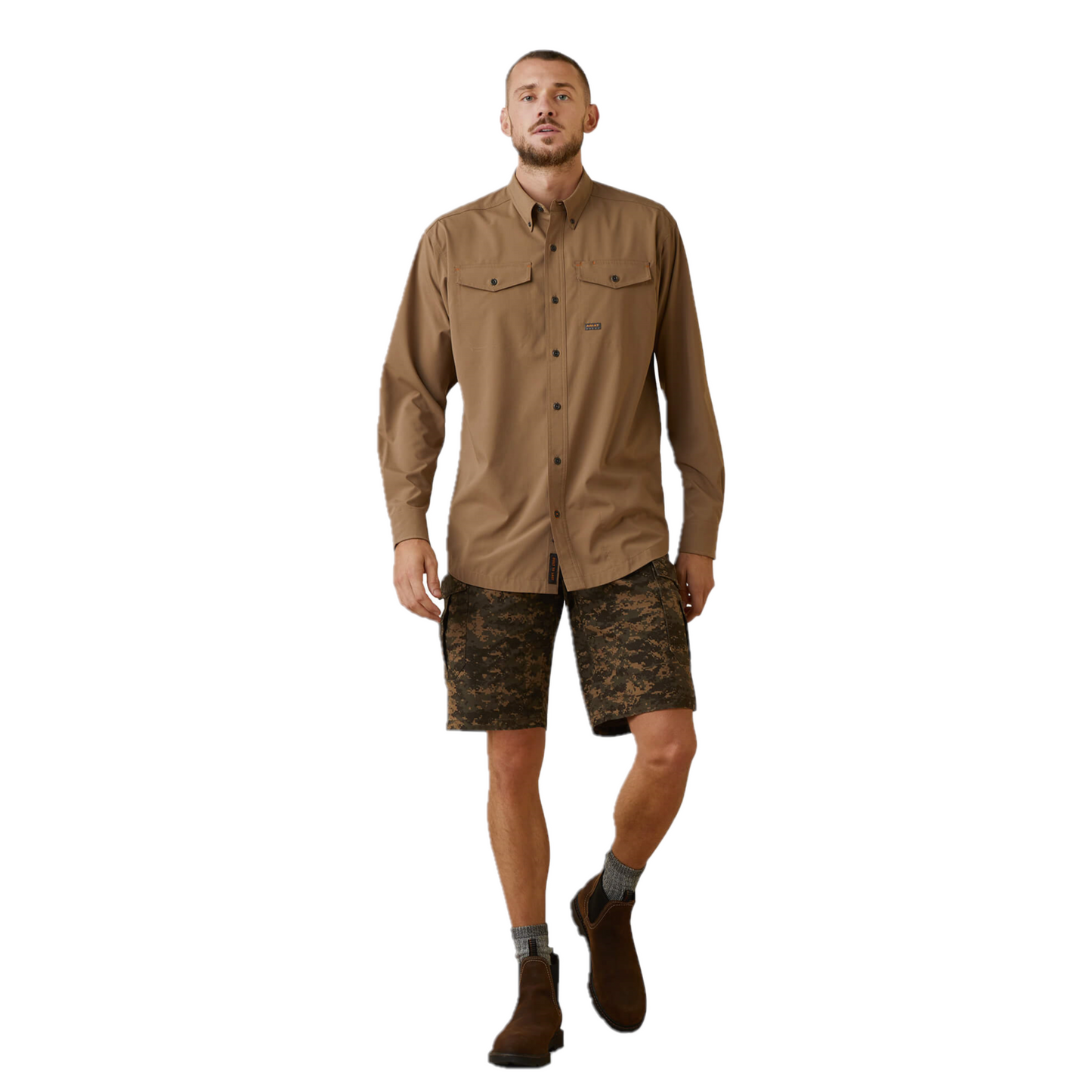 Ariat® Men's Rebar Made Tough VentTEK DuraStretch™ Khaki Shirt 10043836