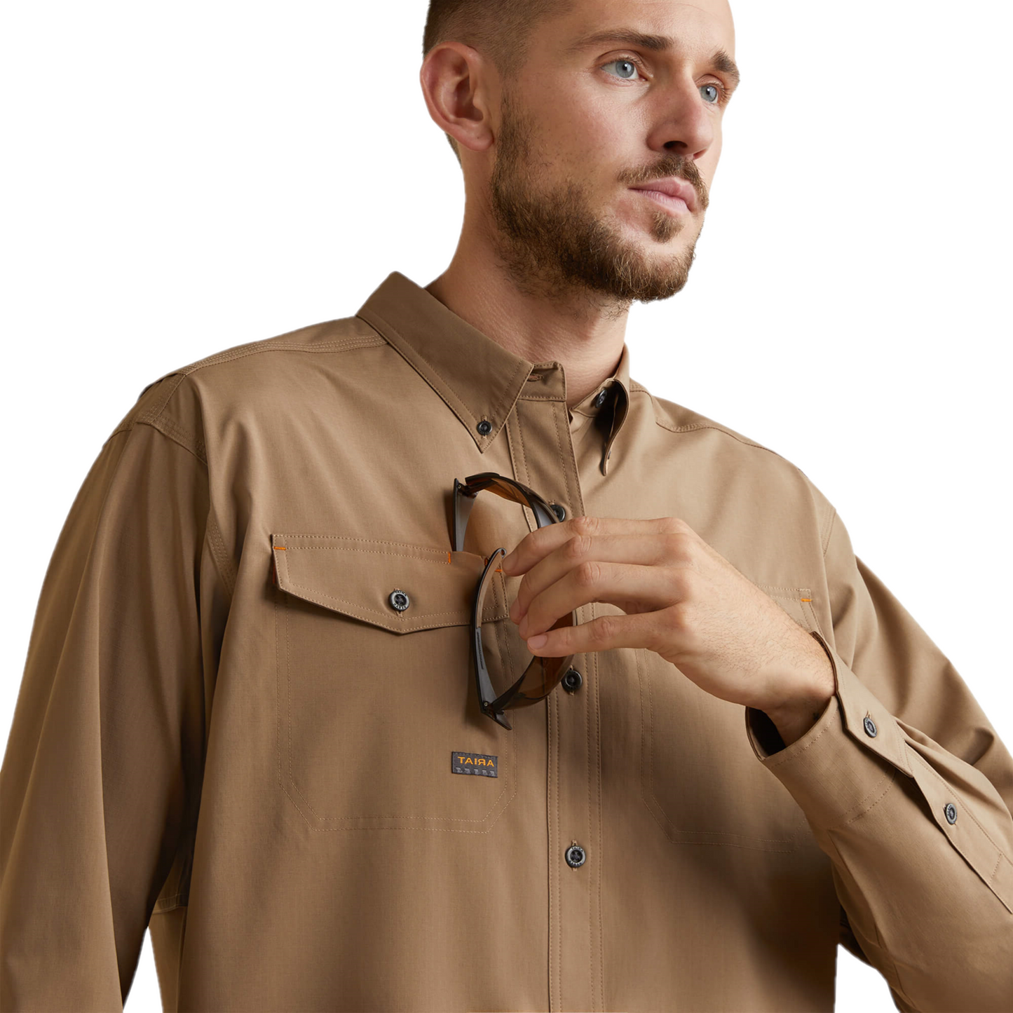 Ariat® Men's Rebar Made Tough VentTEK DuraStretch™ Khaki Shirt 10043836