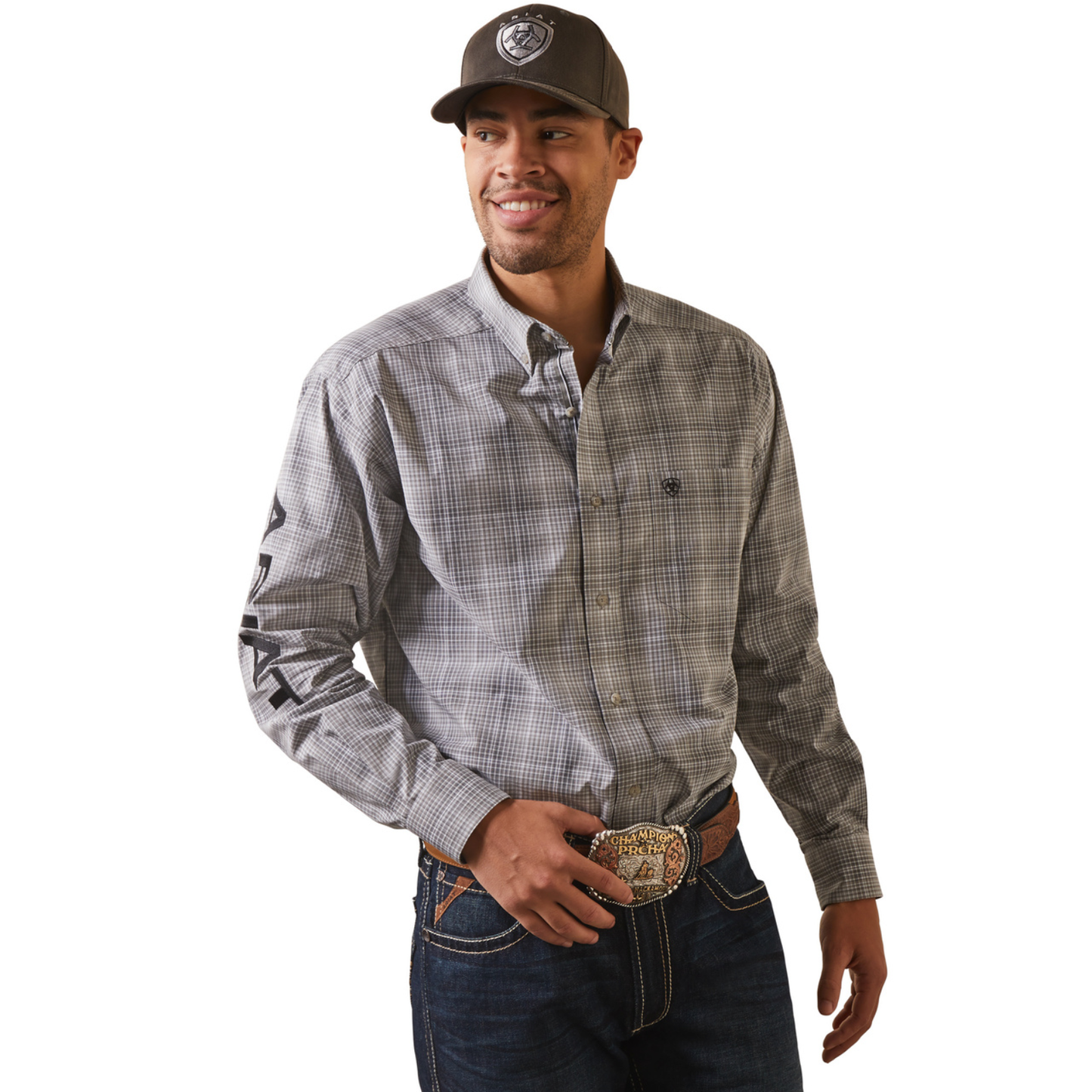 Ariat® Men's Classic Fit Team Houston Gray Button Down Shirt 10043873