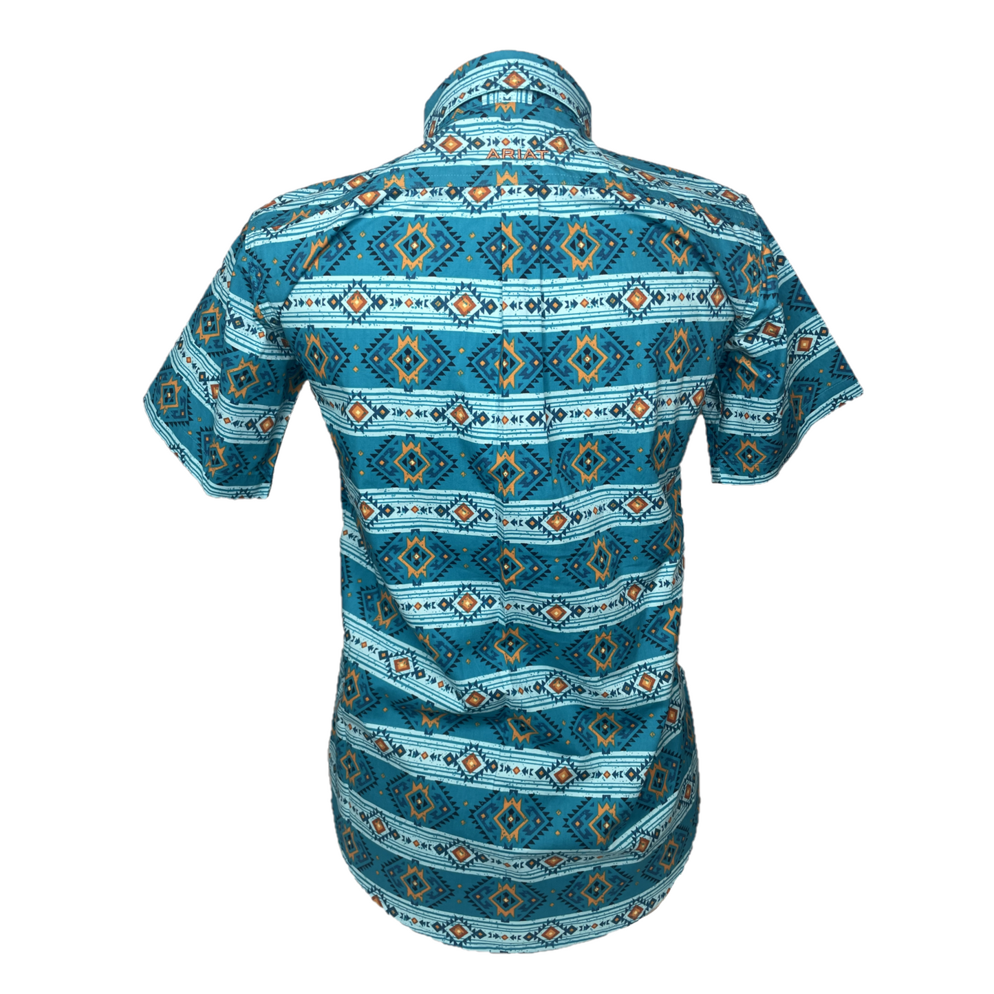 Ariat® Youth Boys Konner Aztec Print Enamel Blue Button Down Shirt 10044025