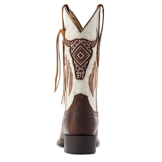 Load image into Gallery viewer, Ariat® Ladies Round Up Southwest Stretch Fit Barn Brown Boots 10044434
