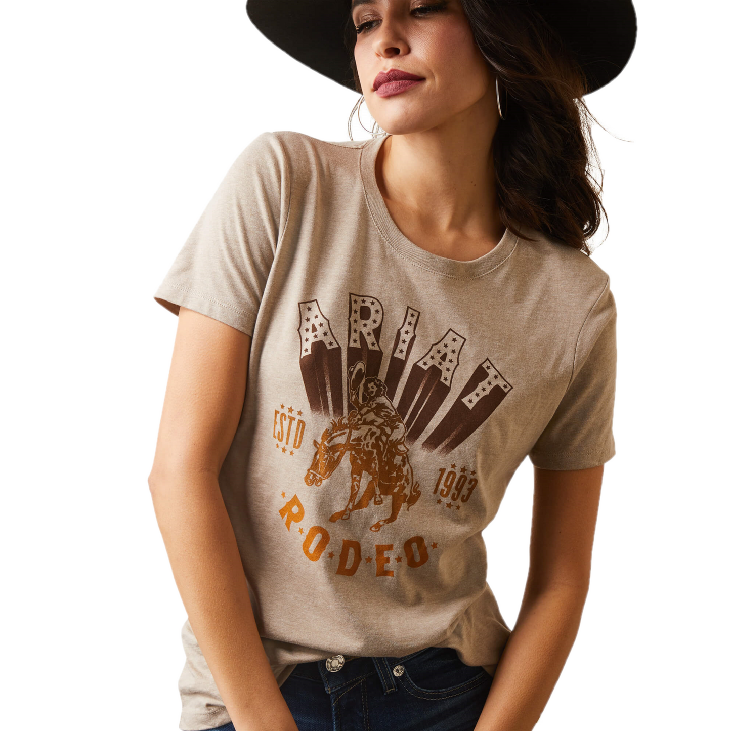 Ariat® Ladies Vintage Rodeo Oatmeal Heather Graphic T-Shirt 10044615