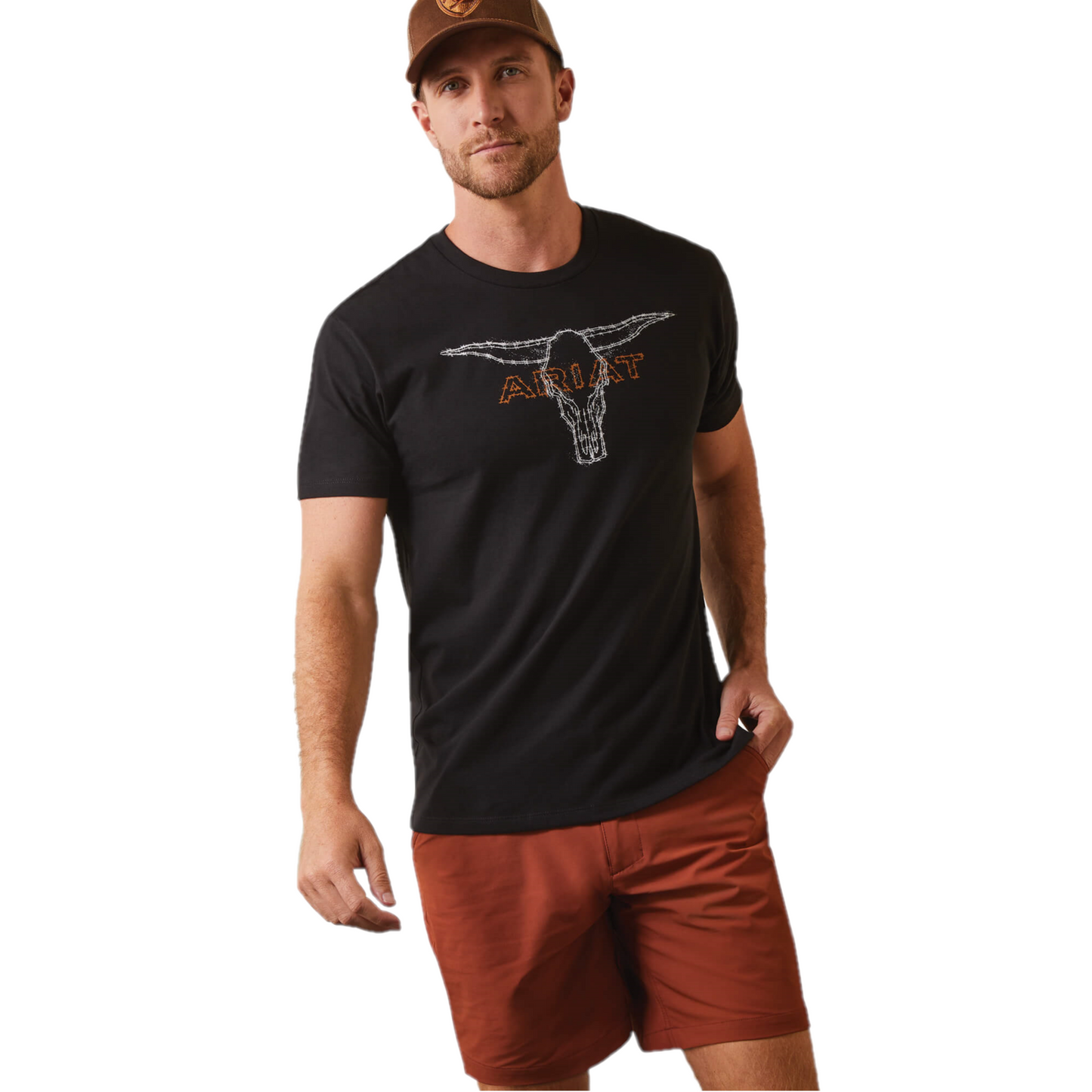 Ariat® Men's Barbed Wire Steer Head Black Graphic T-Shirt 10044777