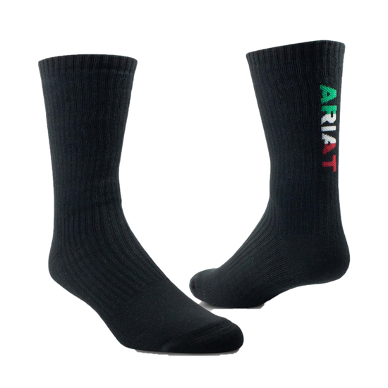 Ariat Premium Ringspun Mexico Mid-Calf 3 Pair Black Socks 10044791