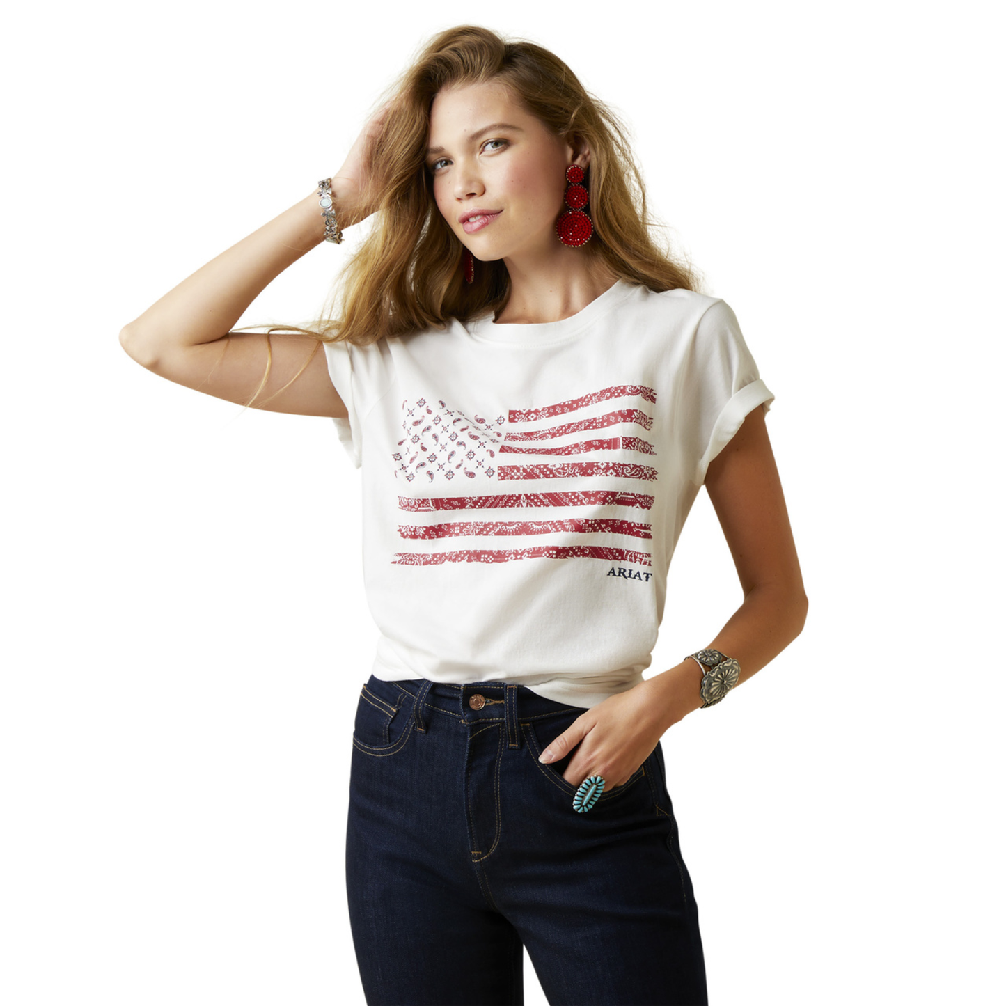 Ariat® Ladies Small Town Graphic White T-Shirt 10045005