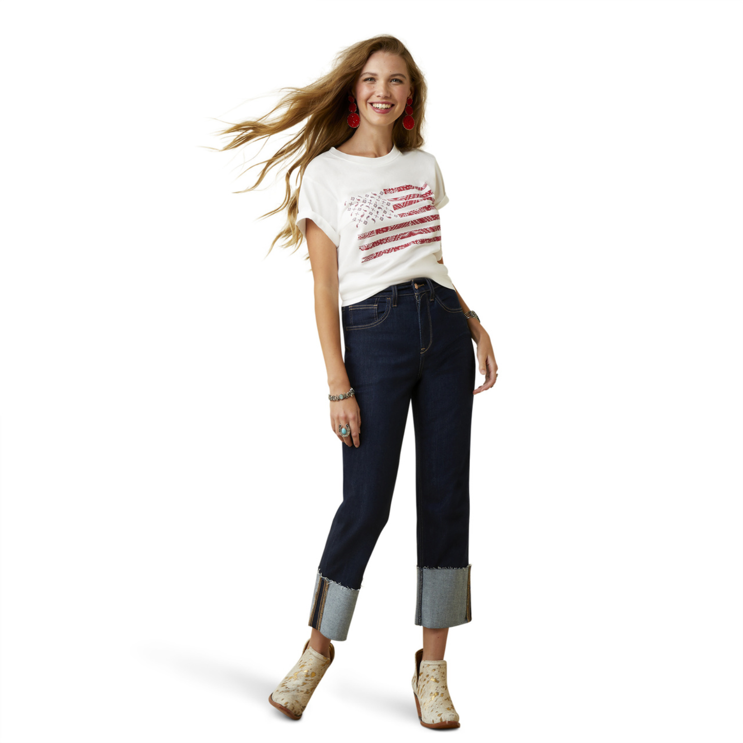 Ariat® Ladies Small Town Graphic White T-Shirt 10045005