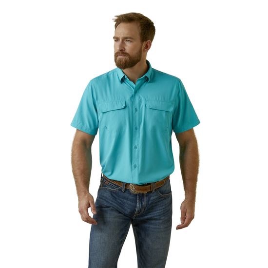 Ariat® Men's VentTEK™ Outbound Fitted Aqua Blue Button Down Shirt 10045036
