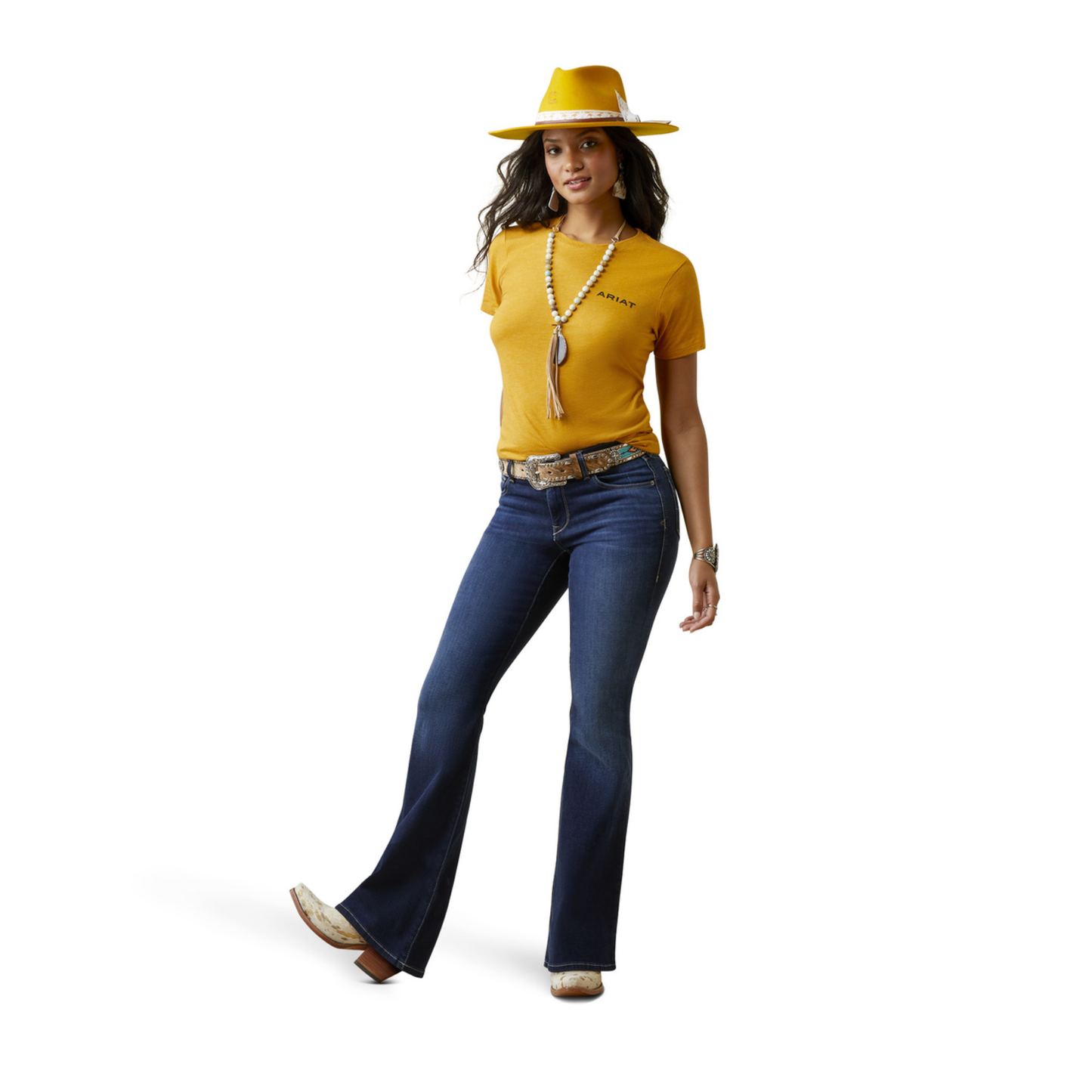 Ariat® Ladies "Cowboy Posse" Yellow Heather T-Shirt 10045450