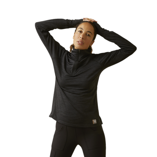 Ariat Ladies Rebar Gridwork Base Layer 1/4 Zip Black T-Shirt 10046518