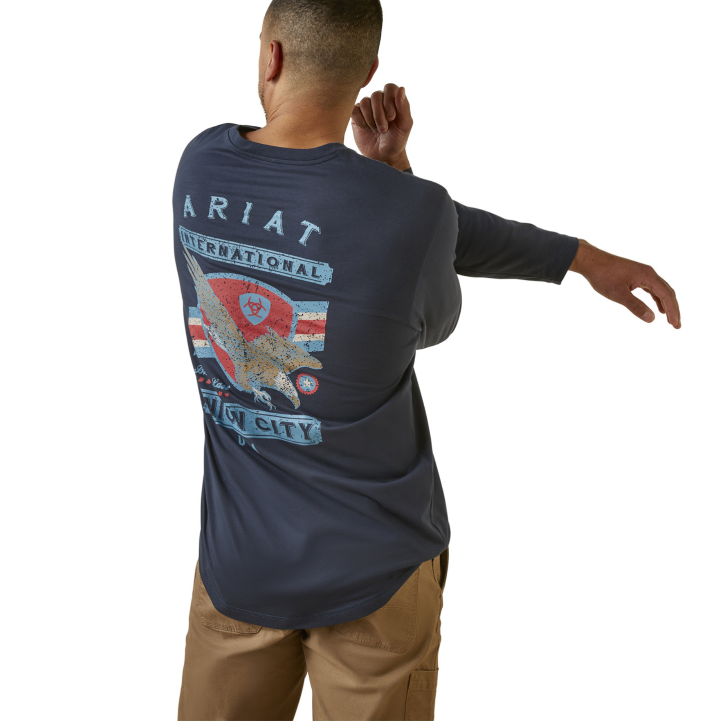 Ariat Men's Rebar Workman Union Eagle Navy T-Shirt 10046805
