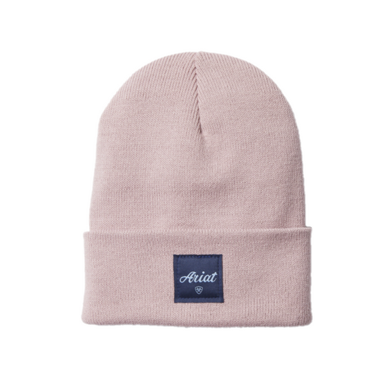 Ariat Ladies Square Patch Pale Rose Pink Beanie 10046848