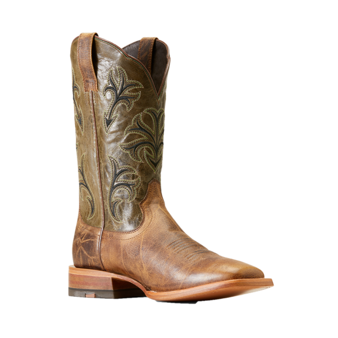 Ariat Men's Cowboss Crinkle Brown & Prairie Green Western Boots 10046854