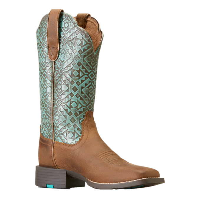 Ariat Ladies Round Up Old Earth & Turquoise Blanket Western Boots 10046882