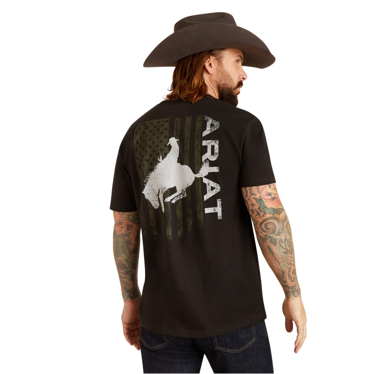 Ariat Men's Bronco Flag Graphic Black T-Shirt 10047897