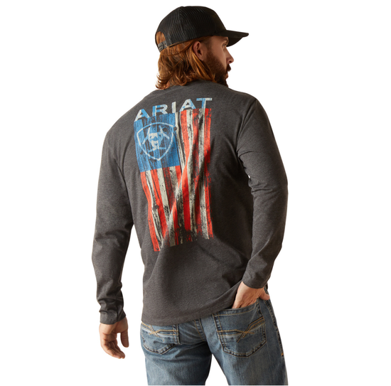 Ariat Men's Wooden Flag Graphic Charcoal Heather T-Shirt 10047929
