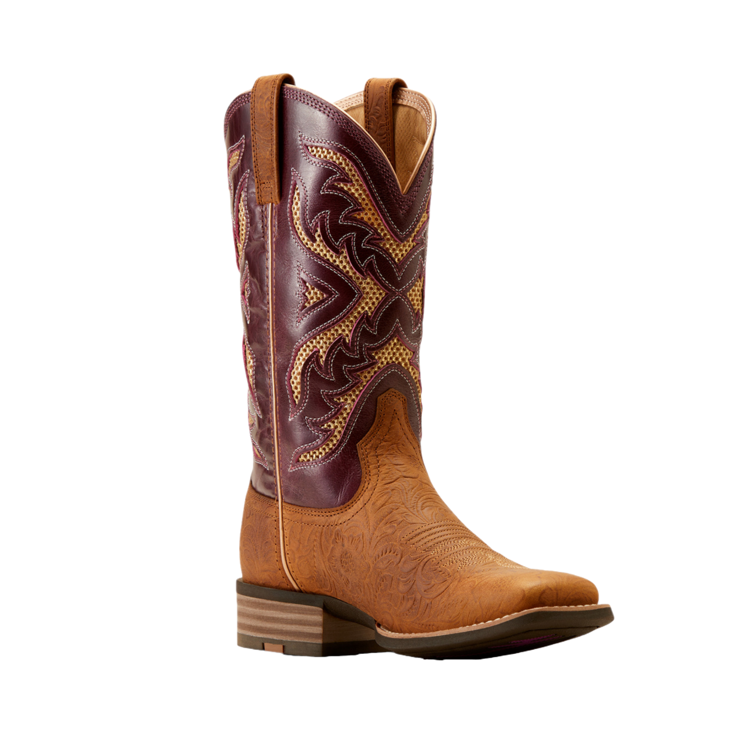 Ariat Women s San Angelo VentTEK 360 Western Boots Tooled Toasted Almond 7