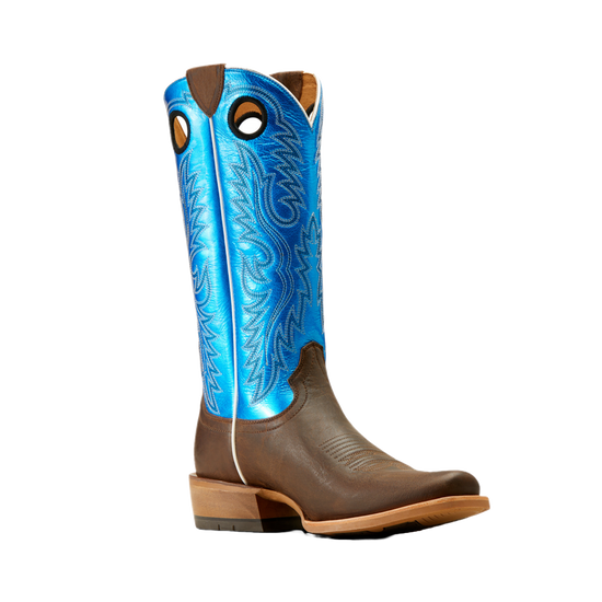 Ariat Men's Ringer Tobacco Toffee & Bright Blue Patent Western Boot 10051032