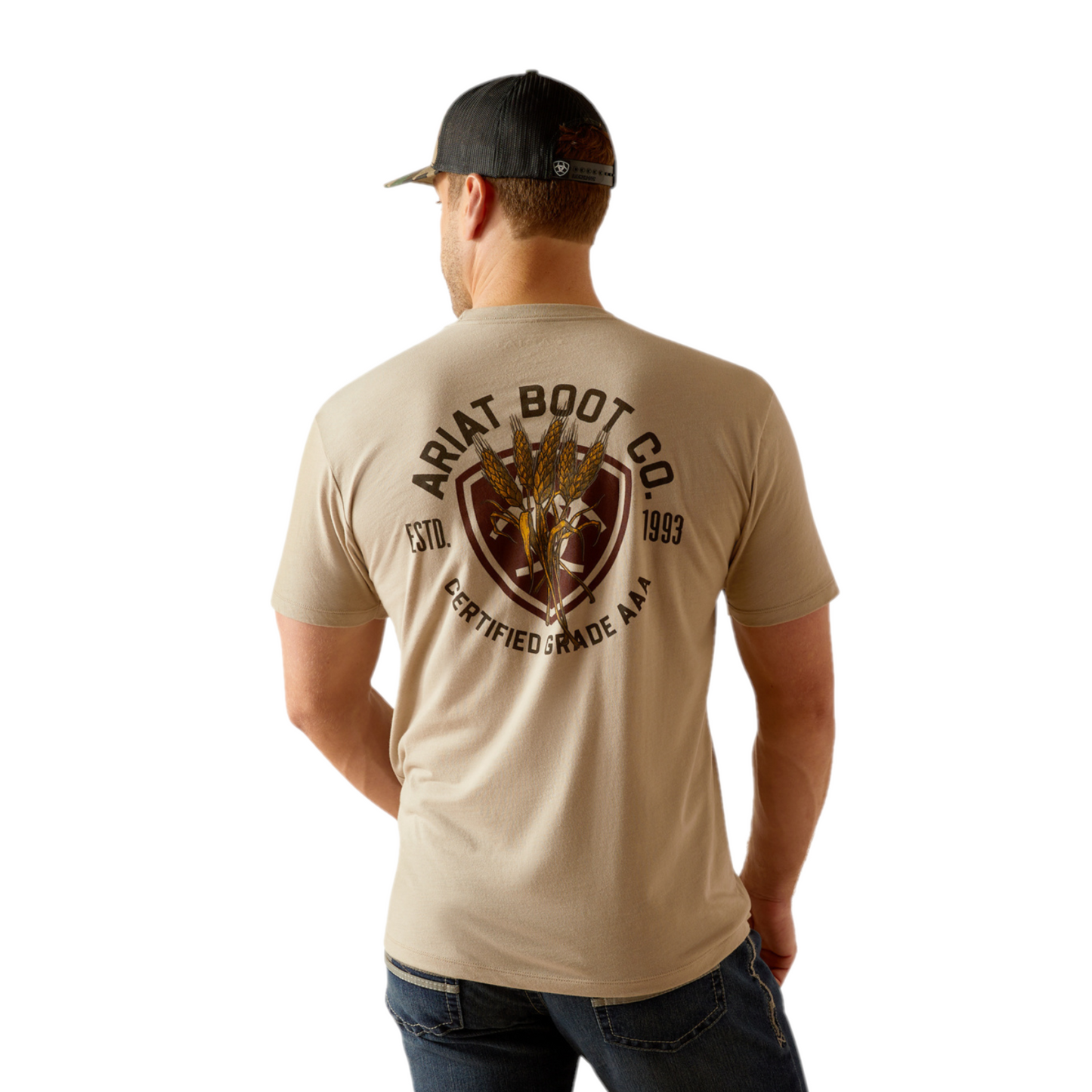 Ariat Men's Cotton Shield Khaki Heather T-Shirt 10051385