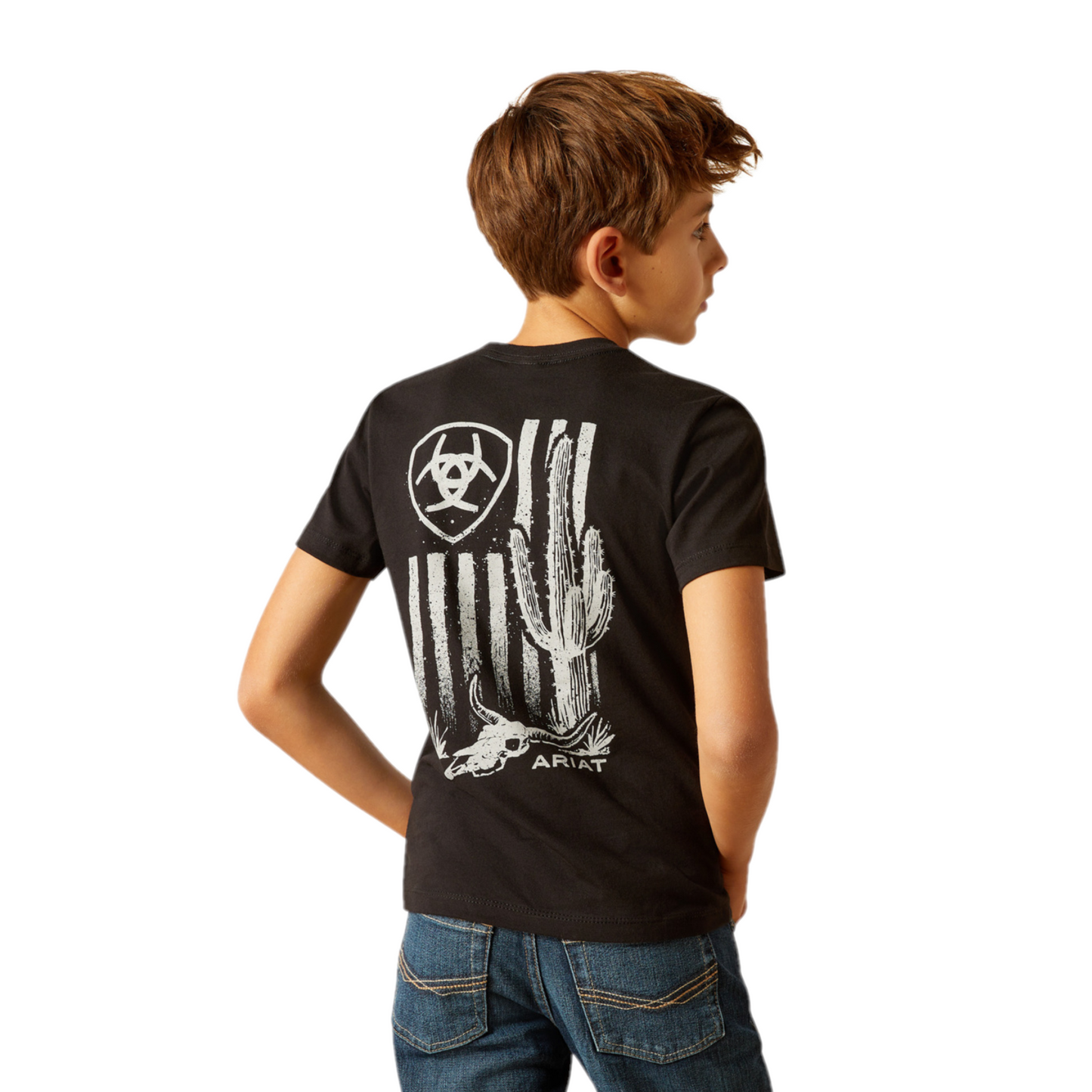 Ariat Youth Boy's Cactus Flag Black T-Shirt 10051434