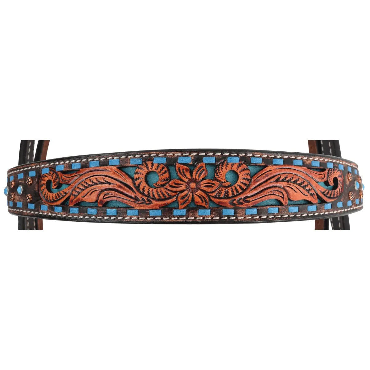 Circle Y Bronco Blue Texas Flower Browband Headstall