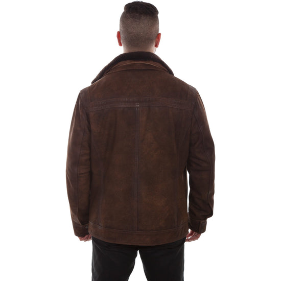 Scully Men's Shearling Collar Brown Suede Leather Jacket 1010-429